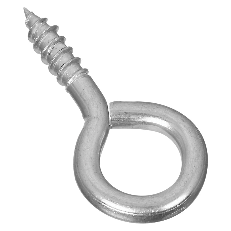 N119-222 Screw Eye, #6, 3/4 in L Thread, 1.94 in OAL, 50 lb Working Load, Steel, Zinc, 4 Pack