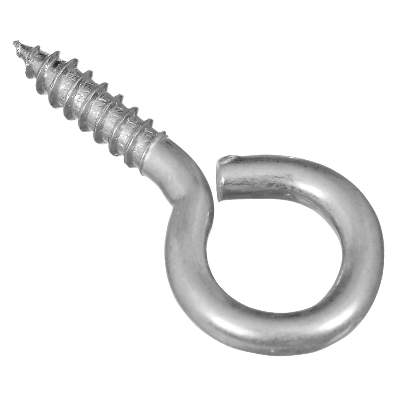 N119-263 Screw Eye, #8, 0.69 in L Thread, 1.62 in OAL, 30 lb Working Load, Steel, Zinc