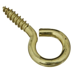 N119-362 Screw Eye, #8, 1/2 in L Thread, 1-5/8 in OAL, Brass, 3 Pack