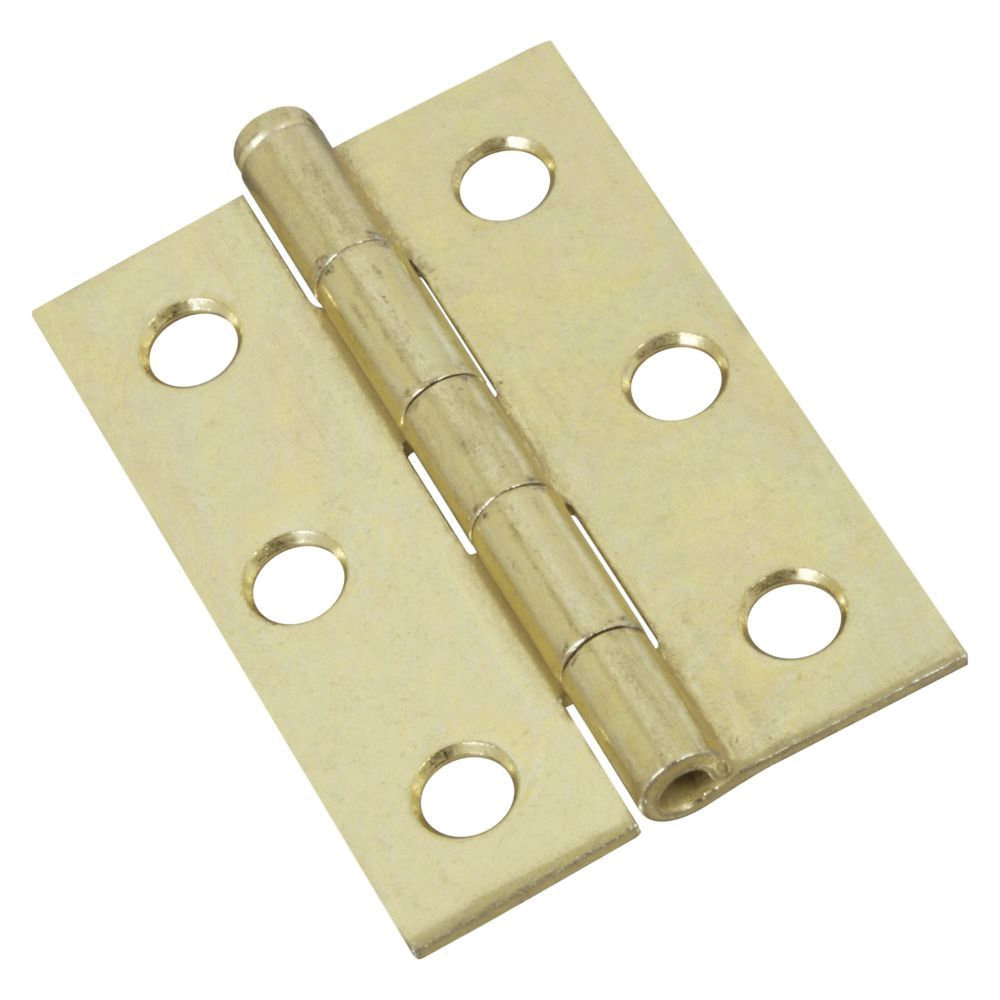 N141-960 Narrow Hinge, 2-1/2 in W Frame Leaf, 0.056 in Thick Frame Leaf, Steel, Brass, 20 lb