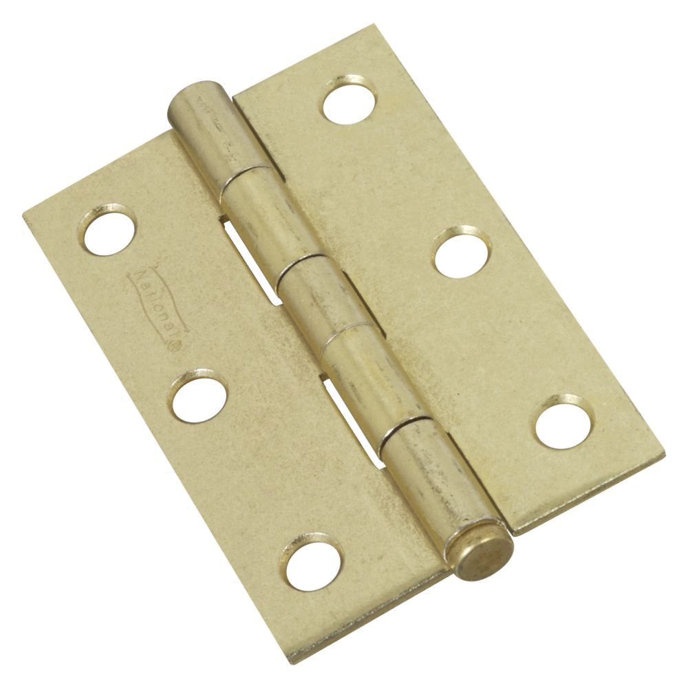 N142-067 Narrow Hinge, 3 in W Frame Leaf, 0.065 in Thick Frame Leaf, Steel, Brass, 28 lb, 2 Pack