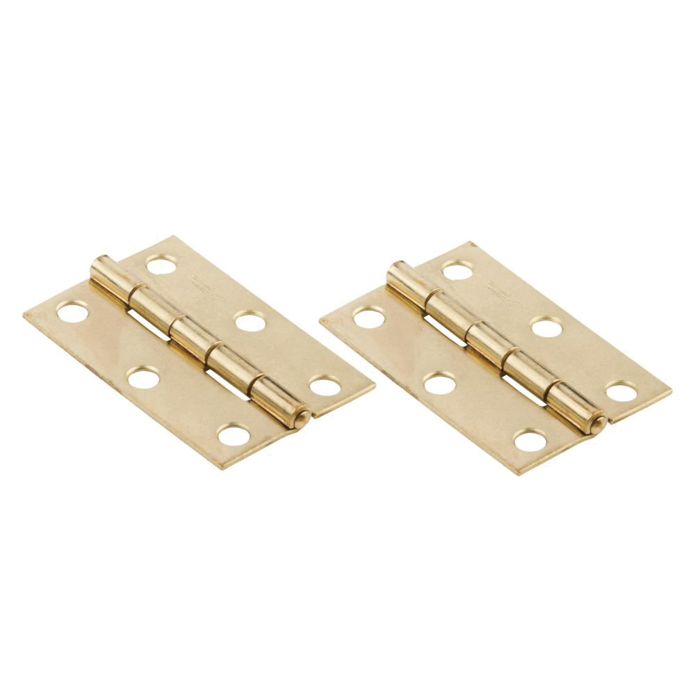 N146-290 Narrow Hinge, 2-1/2 in W Frame Leaf, 0.056 in Thick Frame Leaf, Steel, Brass, Fast Spun Pin, 2 Pack