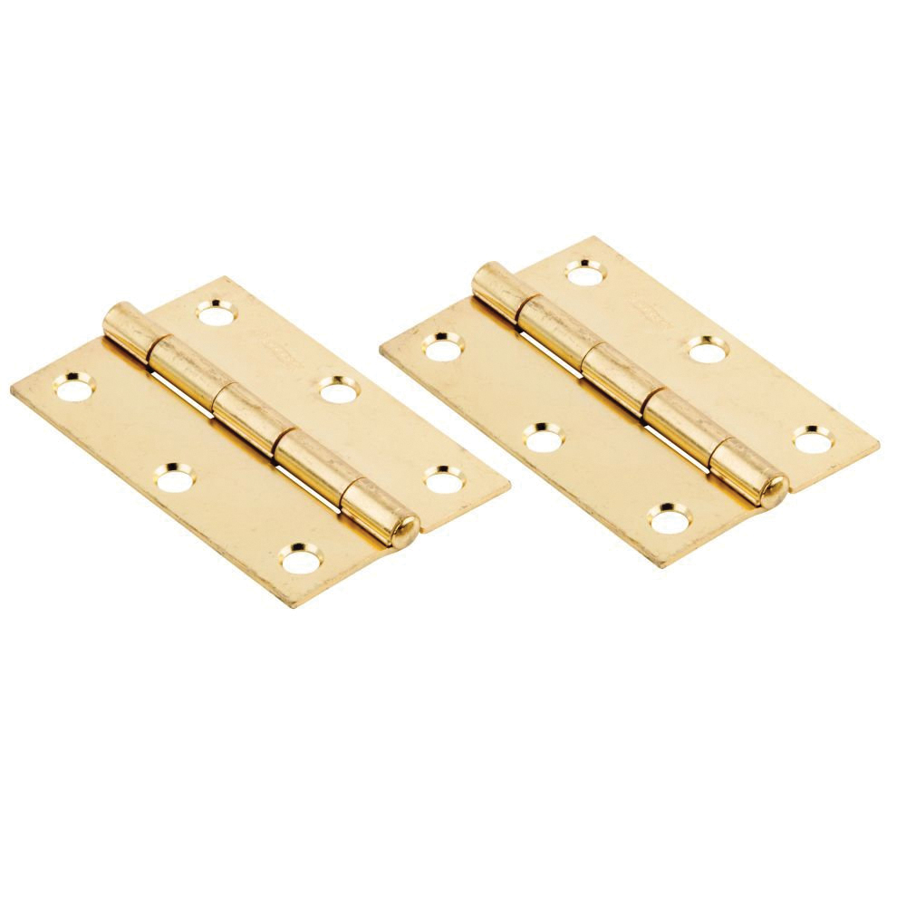 N146-399 Utility Hinge, 3 in W Frame Leaf, 0.065 in Thick Frame Leaf, Brass/Cold Rolled Steel, Brass, 2 Pack