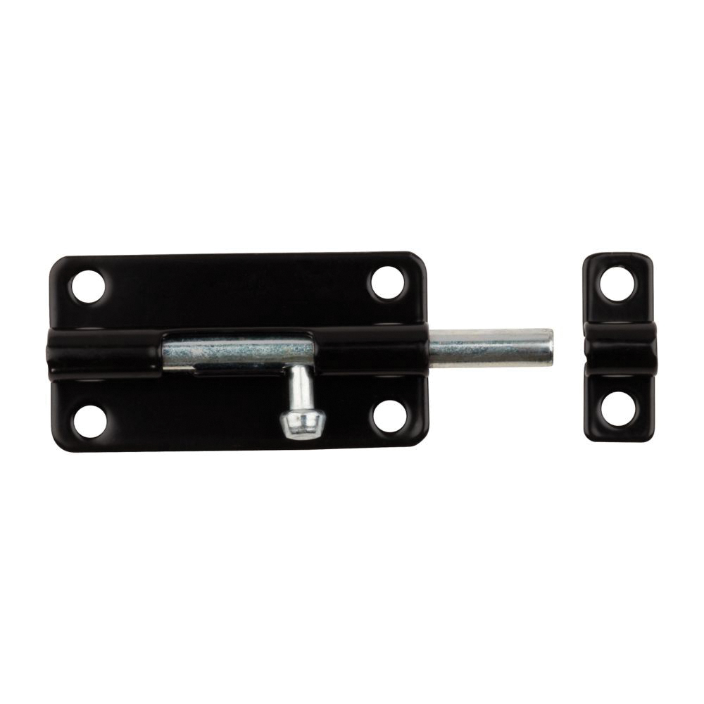 N151-621 Barrel Bolt, 0.32 in Dia Bolt Head, 4 in L Bolt, Steel, Black