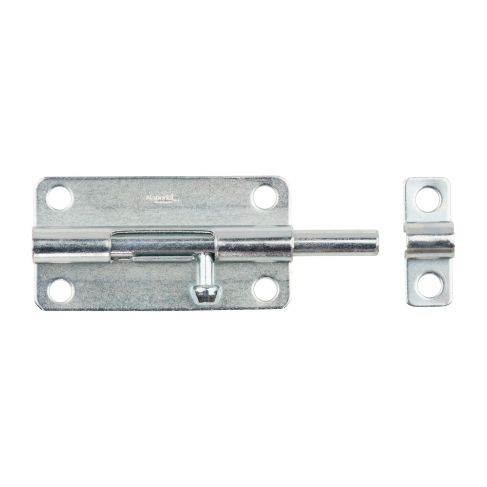 N151-654 Barrel Bolt, 0.32 in Dia Bolt Head, 4 in L Bolt, Steel, Zinc