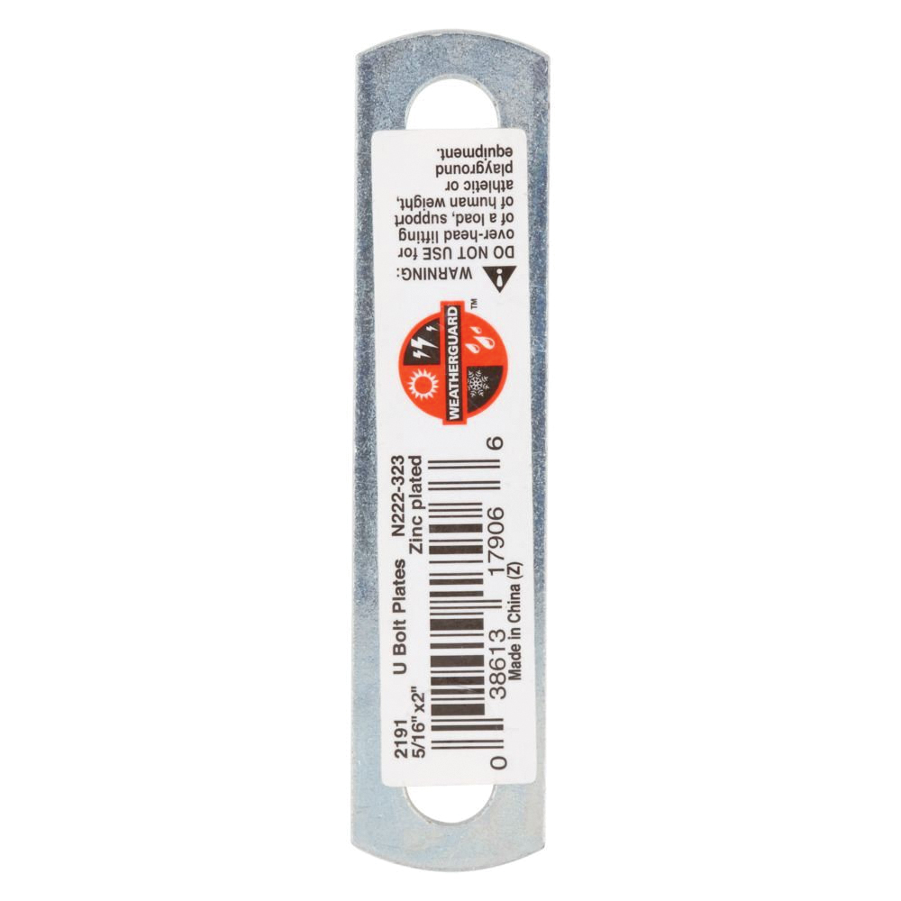 National Hardware 2191BC Series N222-323 U-Bolt Plate, 3.19 in L, 3/4 in W, 0.33 in Bolt Hole, 2-1/4 in Between Hole - 2