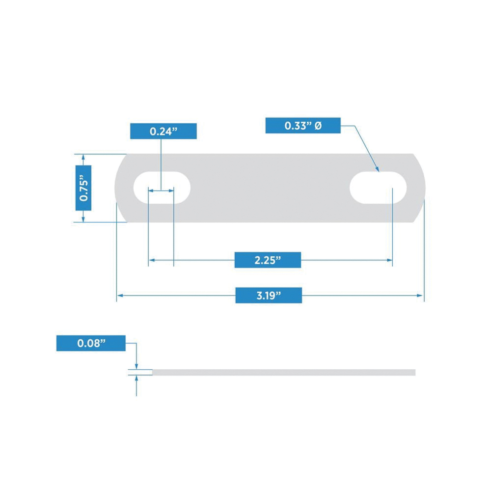 National Hardware 2191BC Series N222-323 U-Bolt Plate, 3.19 in L, 3/4 in W, 0.33 in Bolt Hole, 2-1/4 in Between Hole - 3