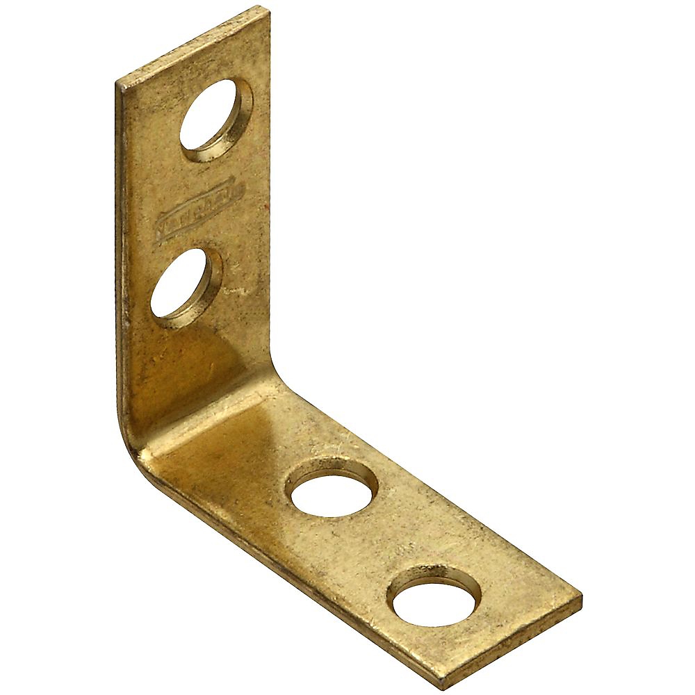 V115 Series N190-827 Corner Brace, 1-1/2 in L, 5/8 in W, 1-1/2 in H, Steel, Brass, 0.08 Thick Material