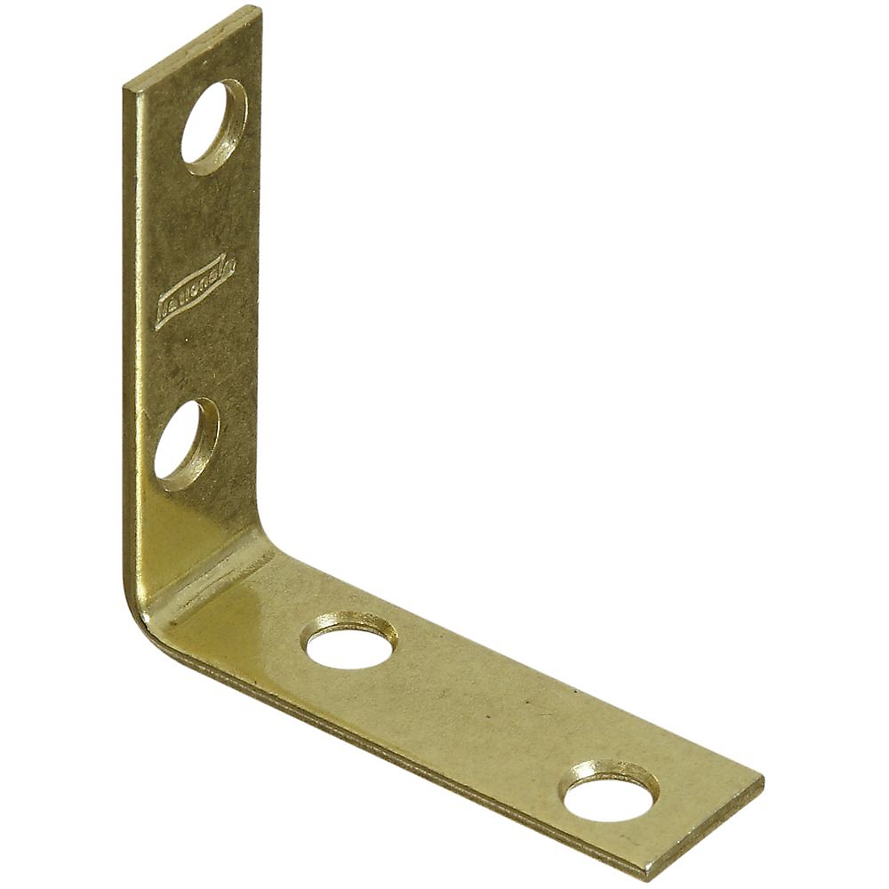 V115 Series N190-835 Corner Brace, 2 in L, 5/8 in W, 2 in H, Steel, Brass, 0.08 Thick Material