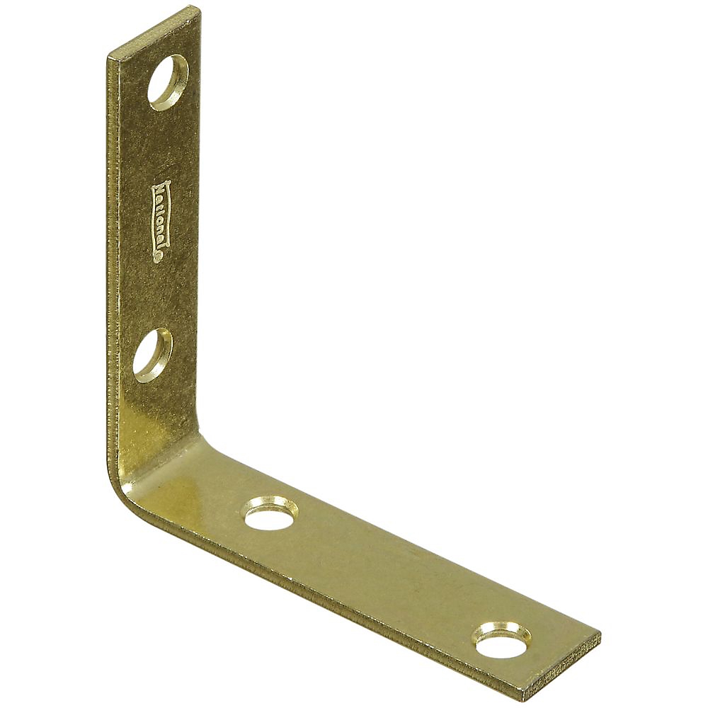 V115 Series N190-850 Corner Brace, 3 in L, 3/4 in W, 3 in H, Steel, Brass, 0.11 Thick Material