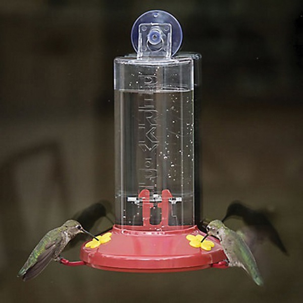 Perky-Pet 217 Hummingbird Feeder, Window-Mount, 8 oz, 3-Port/Perch, Acrylic/Plastic, Clear/Red, 8.4 in H - 2