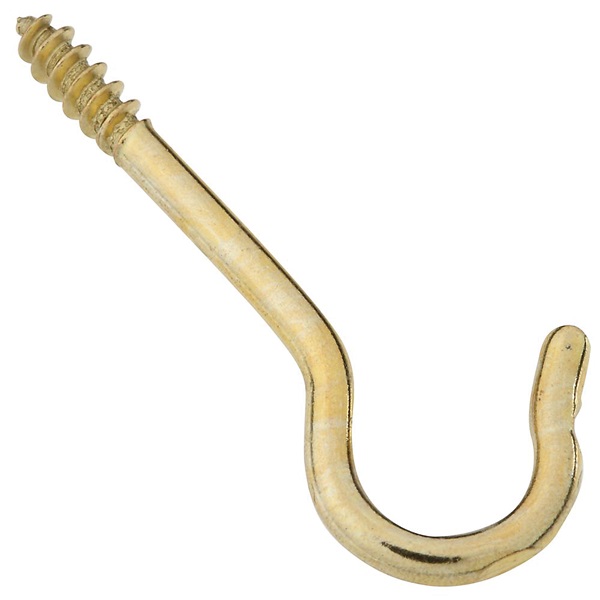 V2041 N192-294 Ceiling Hook, 10 lb Working Load, #12, Brass