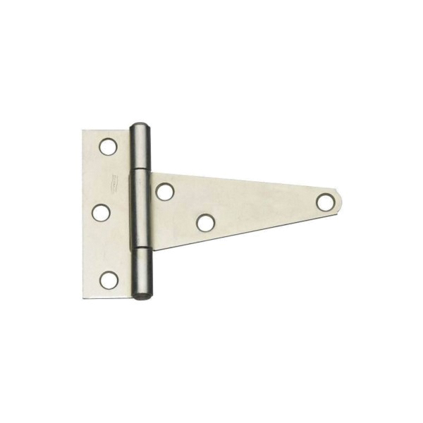 N129-023 T-Hinge, 3.3 in W Frame Leaf, 1.127 in H Frame Leaf, Steel, Zinc, Tight Pin, 60 lb