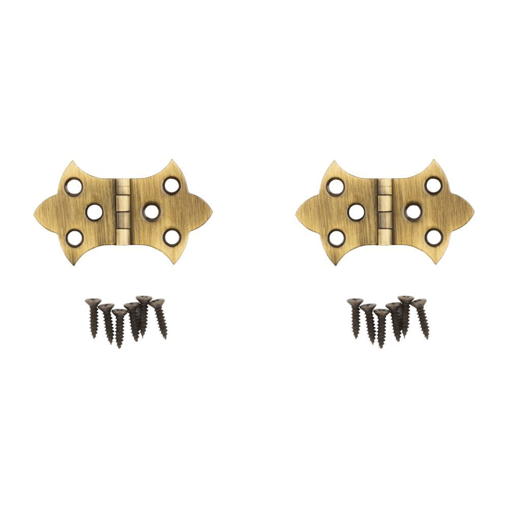 National Hardware N211-839 Decorative Hinge, 1.36 in H Door Leaf, 0.04 in Thick Door Leaf, Brass, Antique Brass, 2 lb - 3