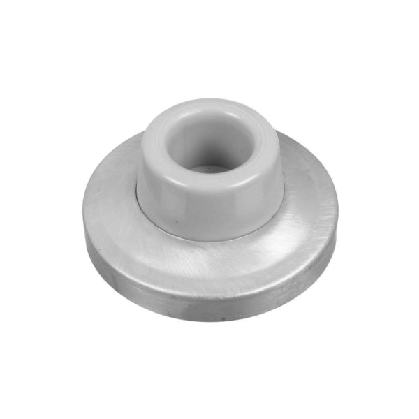 N215-848 Door Stop, 2.34 in Dia Base, 1 in Projection, Brass/Rubber, Chrome-Plated