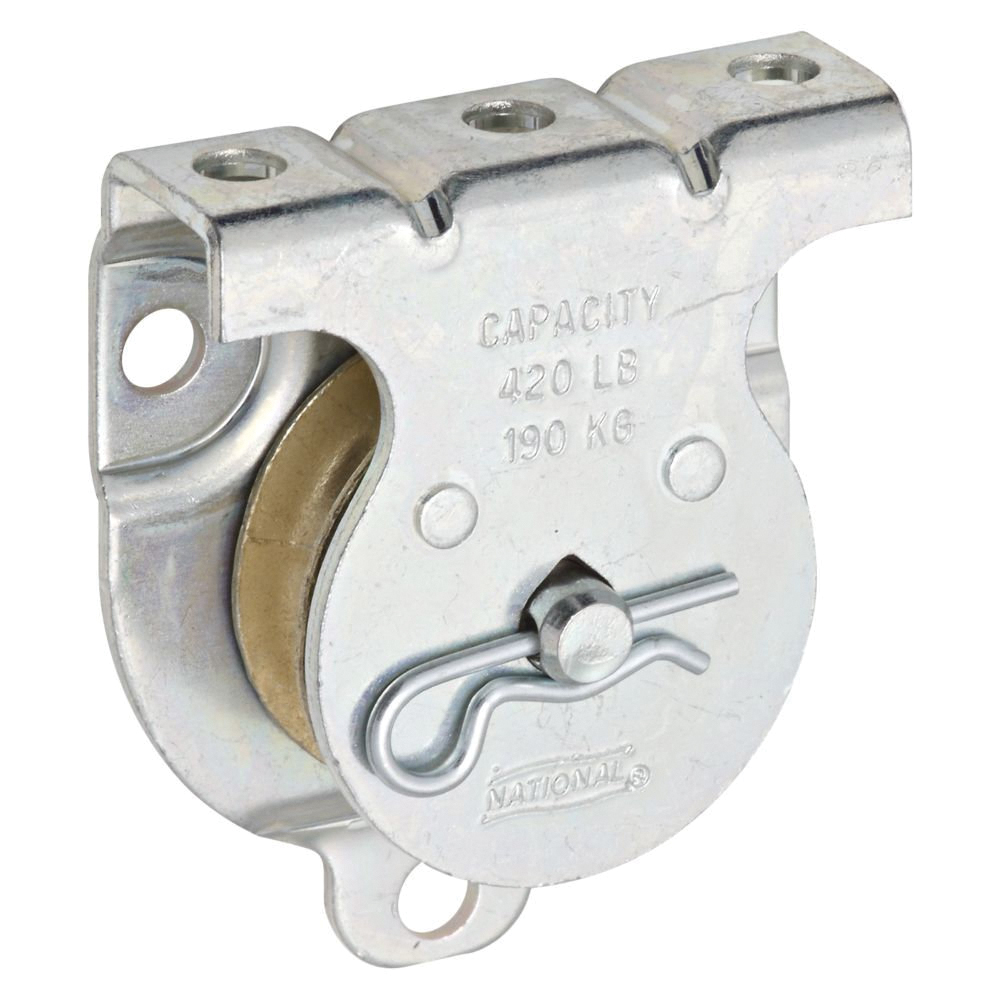 N233-247 Pulley, 0.39 in Rope, 420 lb Working Load, 1-1/2 in Dia Sheave, Zinc-Plated