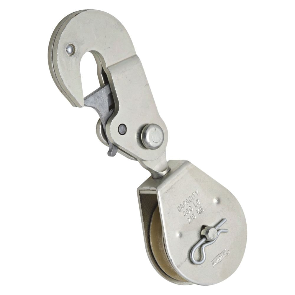 N233-270 Pulley, 0.39 in Rope, 480 lb Working Load, 2 in Dia Sheave, Zinc-Plated