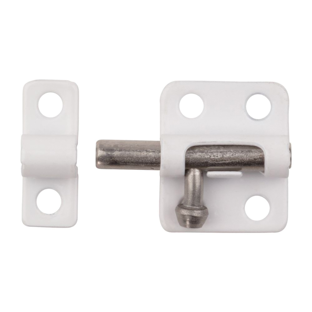 N248-492 Barrel Bolt, 0.31 in Dia Bolt Head, 2 in L Bolt, White