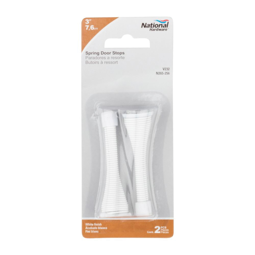 National Hardware N265-256 Door Stop, 15/16 in Dia Base, 3 in Projection, Steel, White - 2