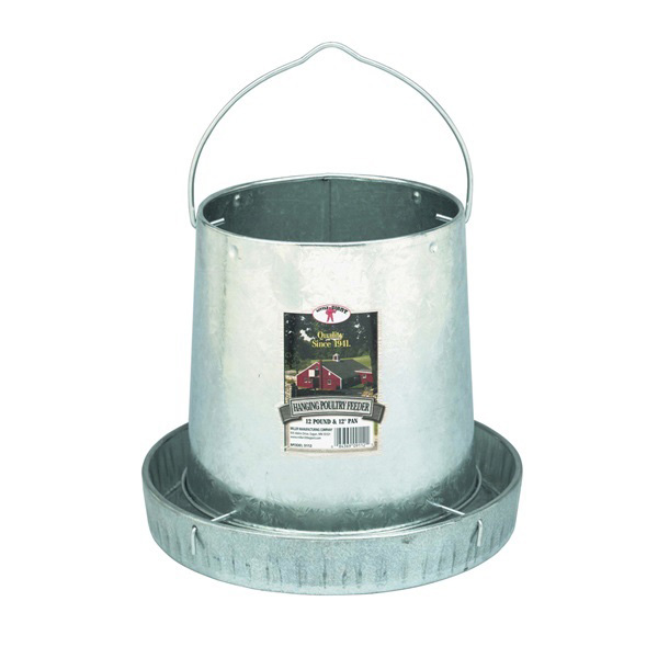 9112 Poultry Feeder, 12 lb Capacity, Rolled Edge, Galvanized Steel, Silver, Hanging Mounting