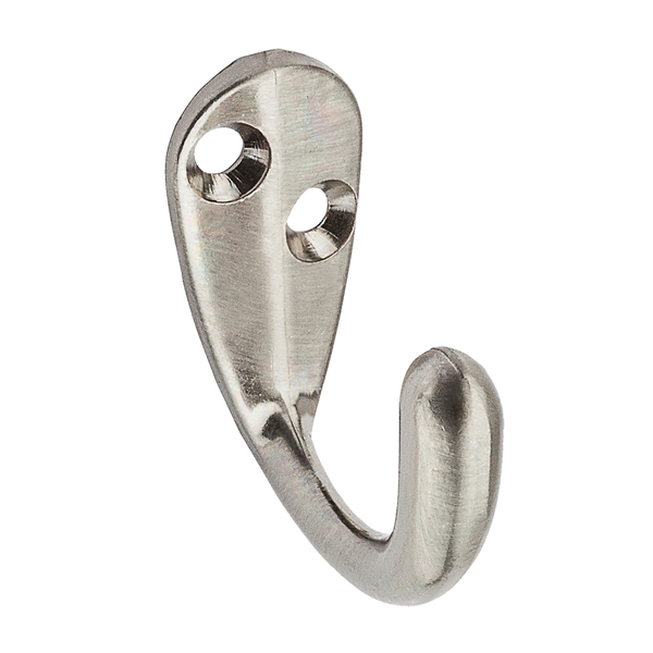V162 N325-506 Cloth Hook, 35 lb, 1-Hook, Zinc, Satin Nickel, 2 Pack