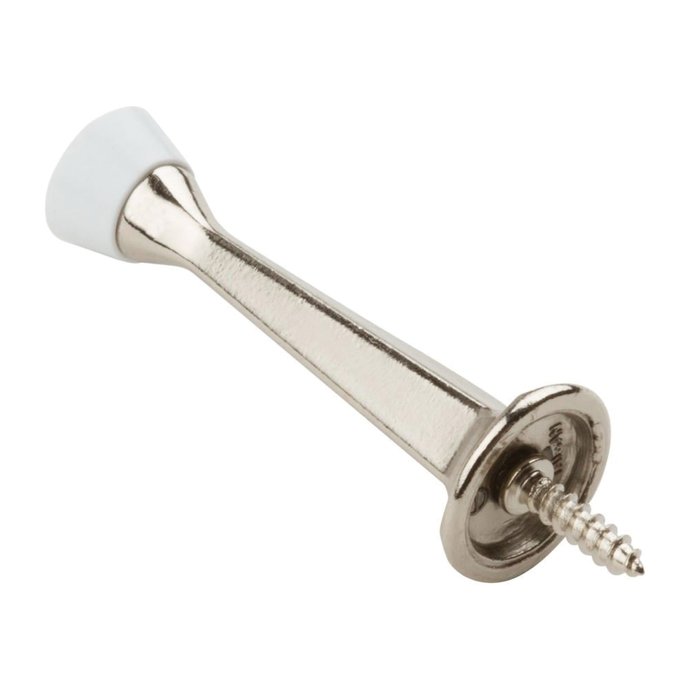 N331-363 Door Stop, 31/32 in Dia Base, 3 in Projection, Plastic/Rubber/Zinc, Satin Nickel