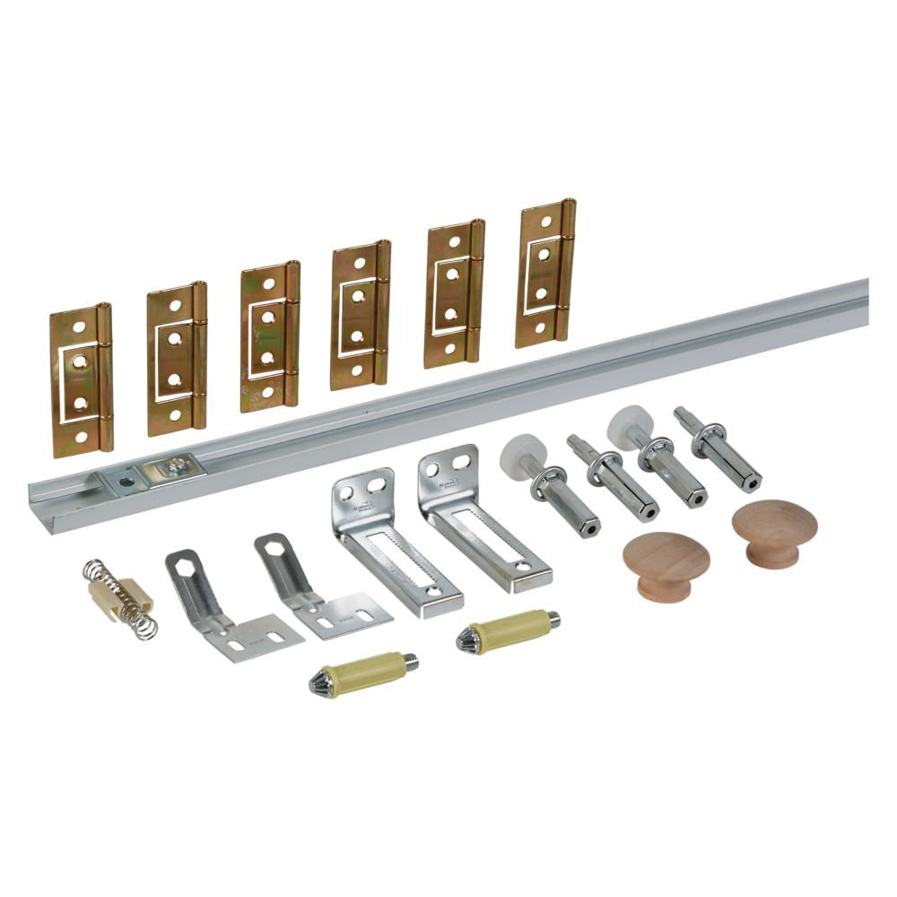 N343-723 Folding Door Hardware Set, Steel, White, Surface Mounting, For: Bi-Fold Doors
