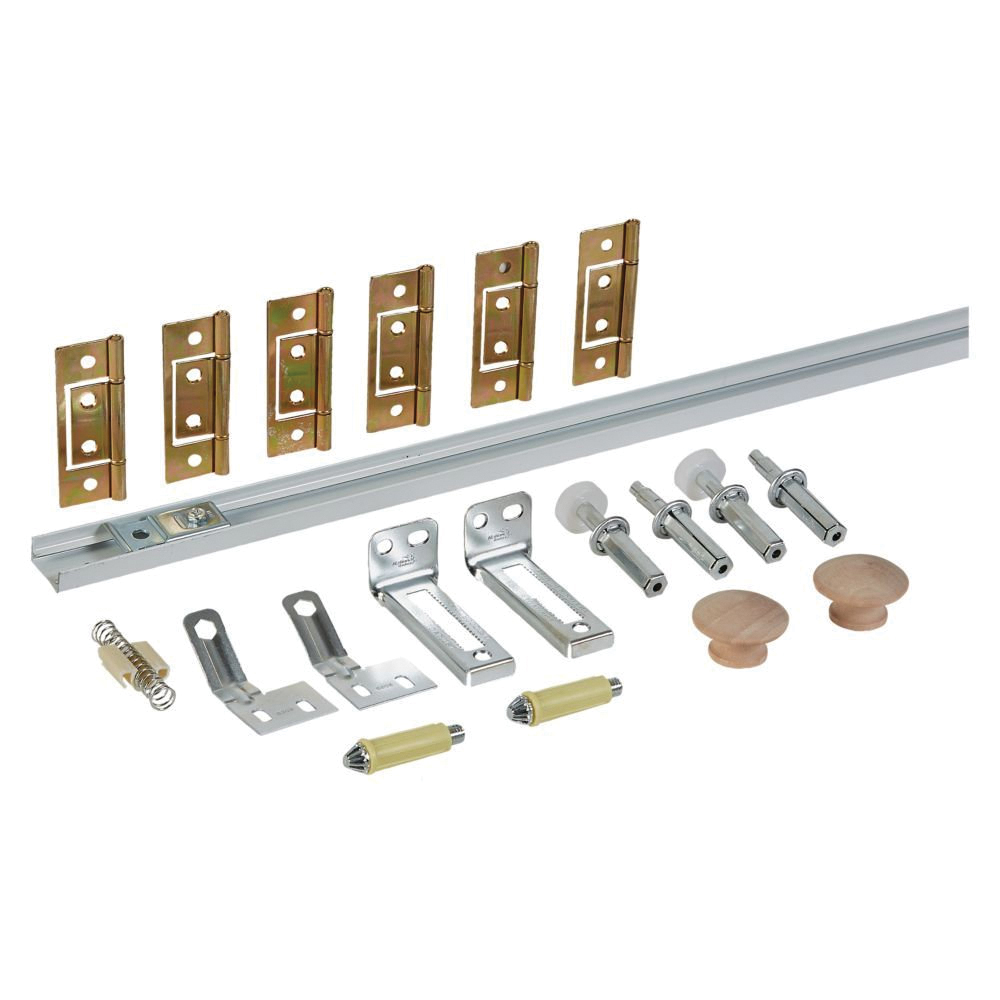 National Hardware N343-731 Folding Door Hardware Set, Steel, White, Surface Mounting, For: Bi-Fold Doors - 1