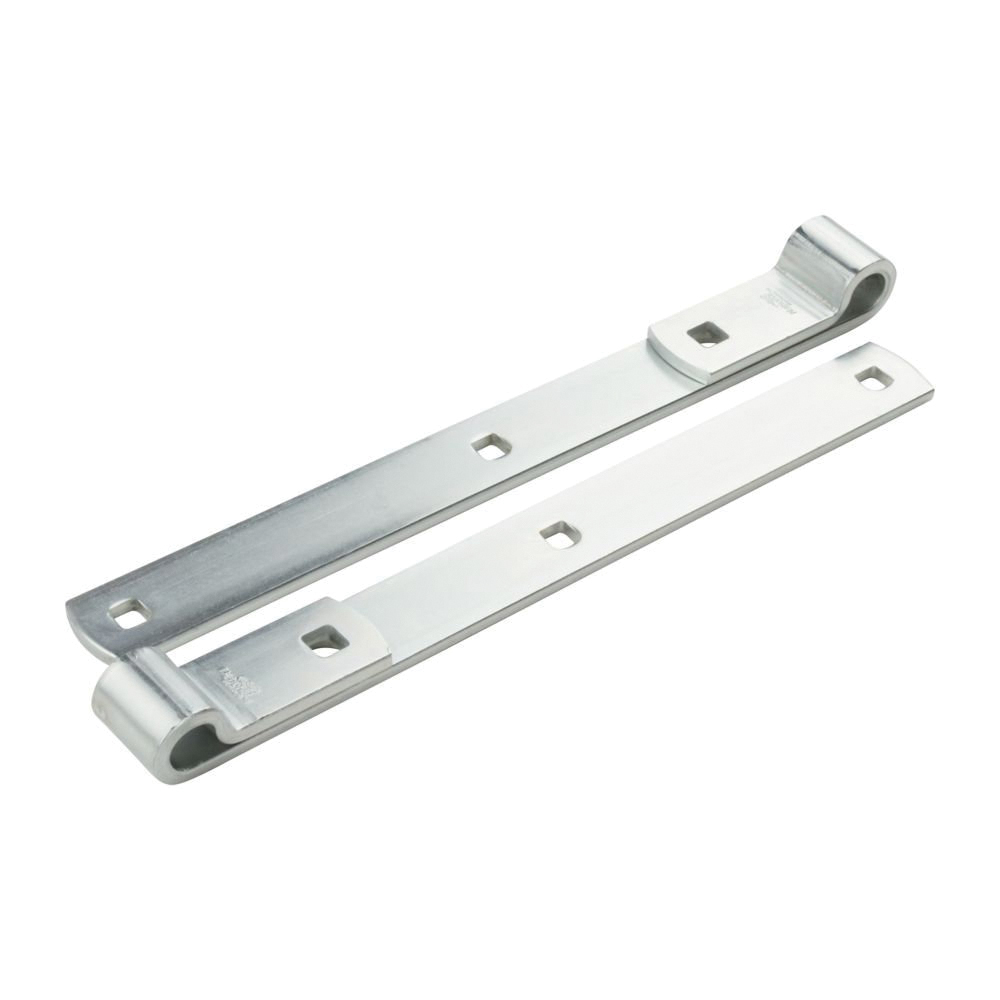 N129-767 Hook/Strap Hinge, 12 in L x 1-1/4 in W Dimensions, 0.22 in Thick Leaf, Steel, Zinc, Screw, 2 Pack