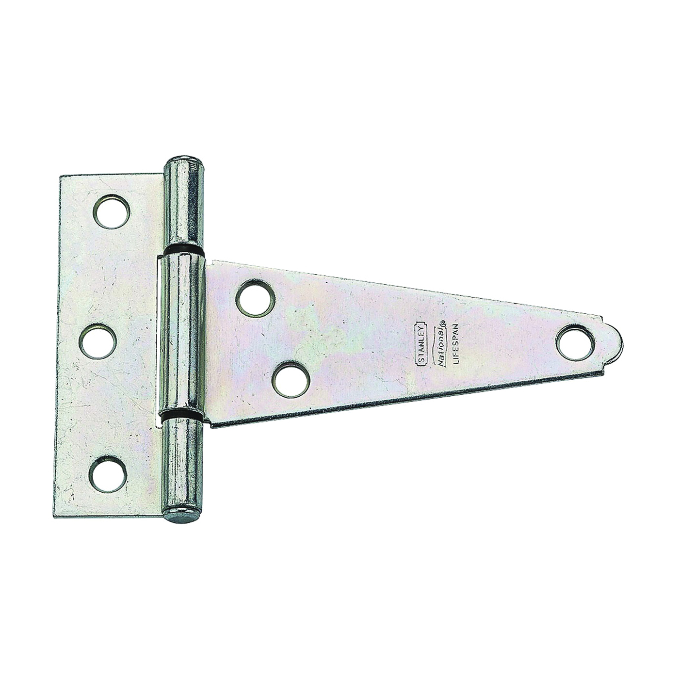 N129-031 T-Hinge, 3.3 in W Frame Leaf, 1.127 in H Frame Leaf, Steel, Zinc-Plated, Tight Pin, 23 lb