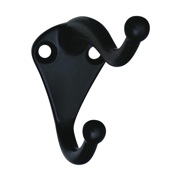 V160 N330-761 Coat and Hat Hook, 35 lb, 2-Hook, Zinc, Oil-Rubbed Bronze, 2 Pack