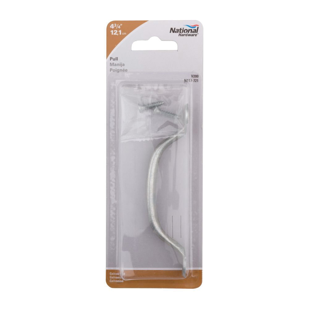 National Hardware N117-721 Door Pull, 4-3/4 in H, Steel, Galvanized - 2