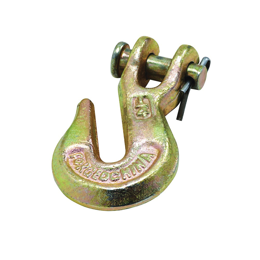 N830-316 Clevis Grab Hook, 1/4 in, 3150 lb Working Load, Steel, Yellow Chrome