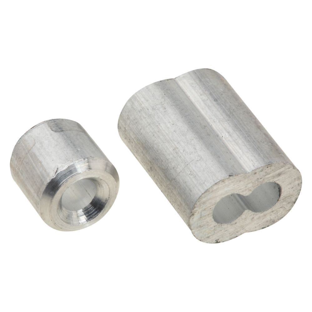 SPB3231 Series N830-352 Ferrule and Stop, 1/8 in Dia Cable, Aluminum, Mill
