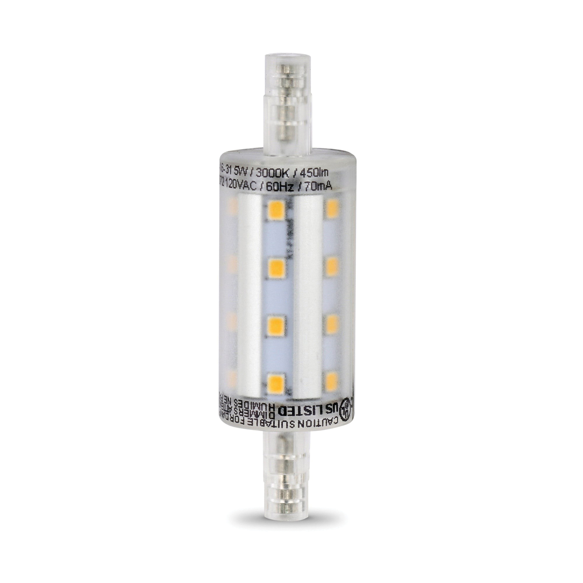 BPJ78/LED LED Bulb, Specialty, R7s Lamp, 40 W Equivalent, RSC Lamp Base, Non-Dimmable, Clear, Warm White