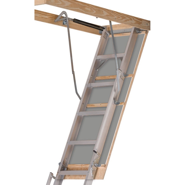 Louisville Everest Series AL258P Aluminum Attic Ladder, Opening 25-1/2 x 63 in, Fits Ceiling Heights of 10 ft to 12 ft - 4