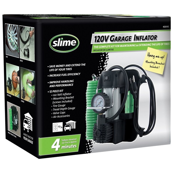 Slime 40045 Garage Tire Inflator, 120 V, 0 to 150 psi Pressure, Dial Gauge - 3
