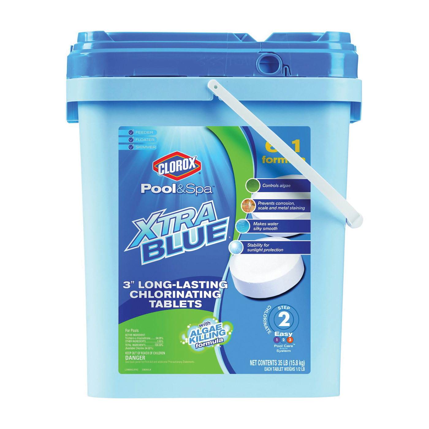 Pool & Spa XtraBlue 23035CLX Chlorinating Tablet, Solid, Chlorine, 35 lb