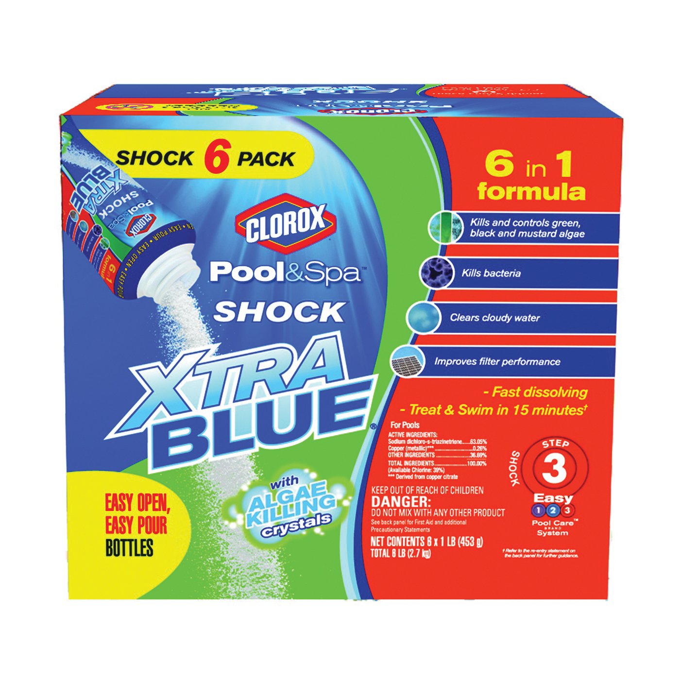 POOL & Spa Shock XtraBlue 36006CLX Pool Chemical, 1 lb Bottle, Granular, Chlorine, 12 pk