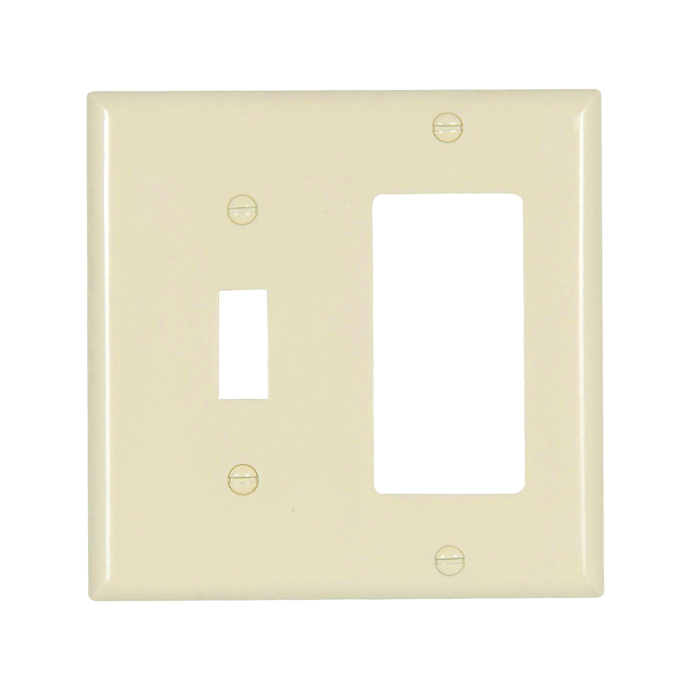 Wiring Devices 2153LA-BOX Combination Wallplate, 4-1/2 in L, 4-9/16 in W, Standard, 2-Gang, Thermoset, Light Almond, High-Gloss