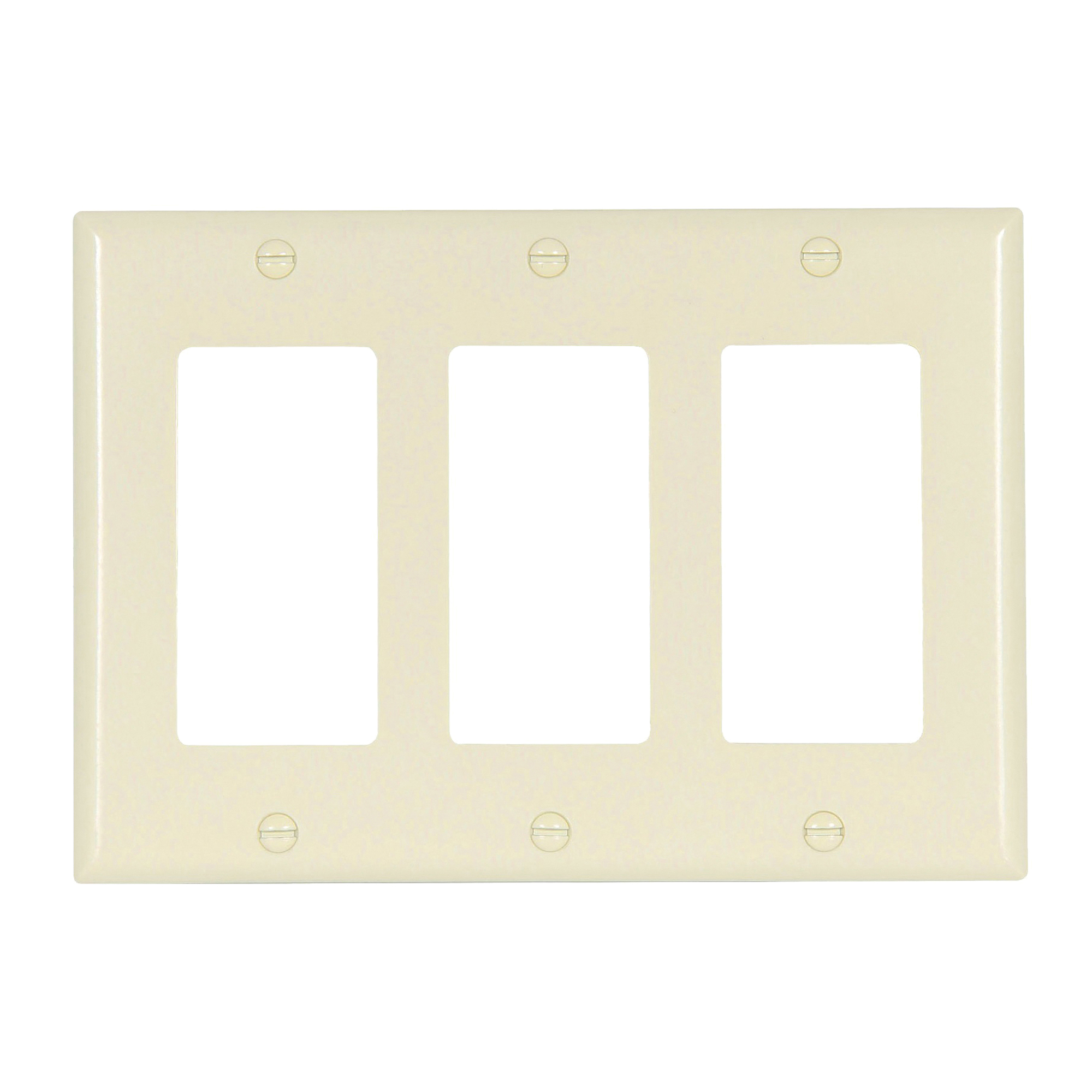 Cooper Wiring 2163 2163LA-BOX Switch Wallplate, 4-1/2 in L, 6.37 in W, 3 -Gang, Thermoset, Light Almond, High-Gloss