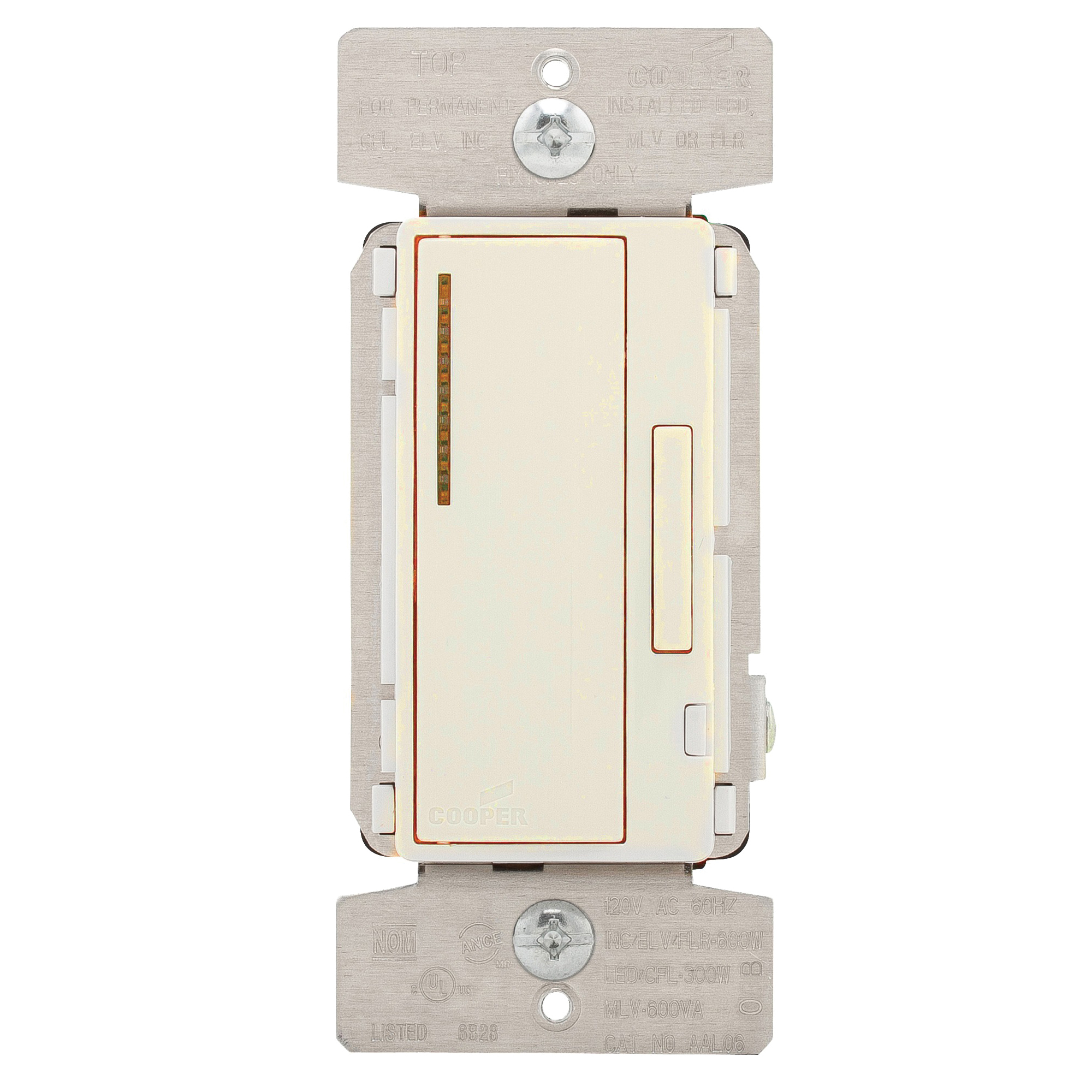 AAL06-C2-K Smart Dimmer, 5 A, 120 V, 300 W, CFL, LED Lamp, 3-Way, Ivory/Light Almond/White