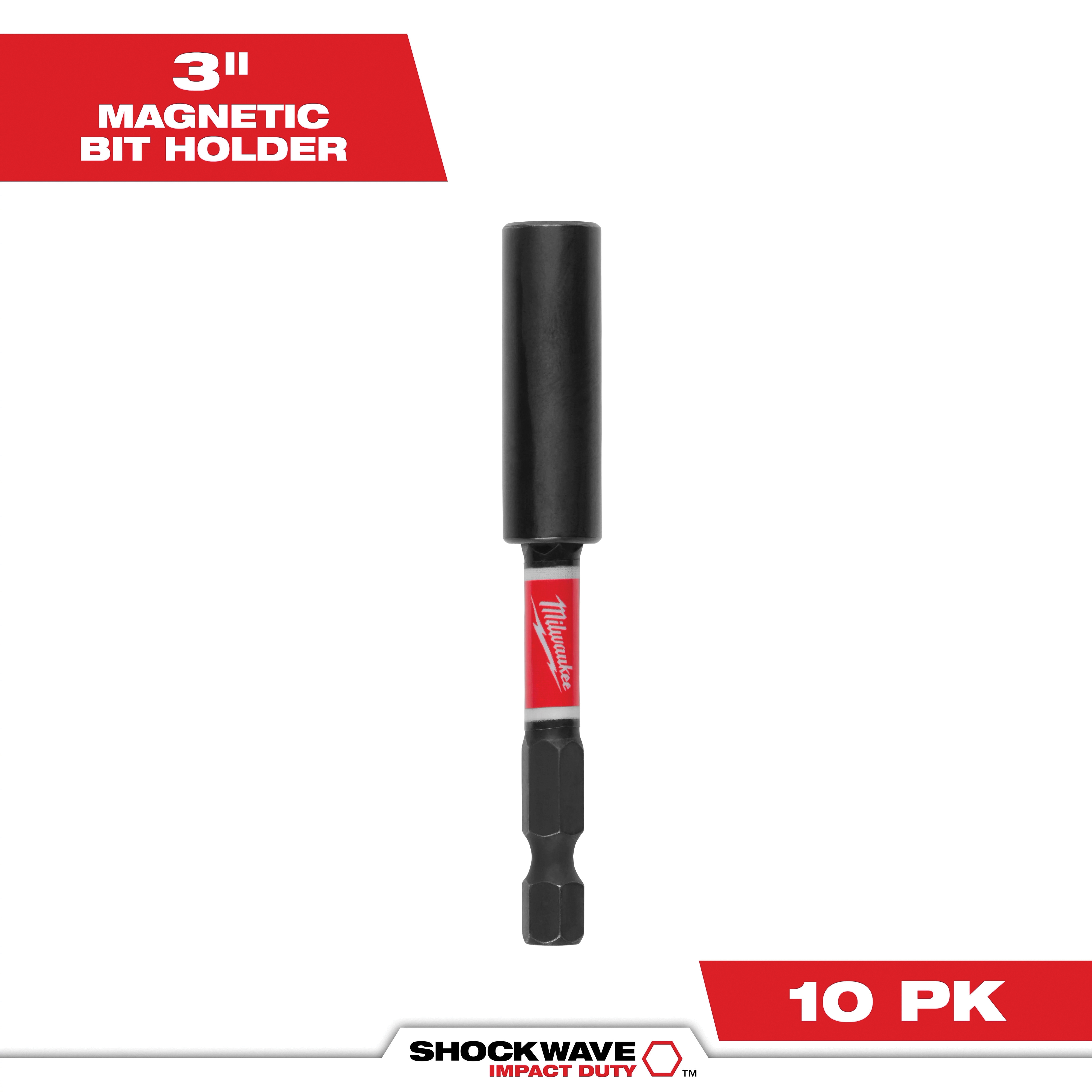 SHOCKWAVE 48-32-4505 Impact-Duty Bit Holder with C-Ring, 1/4 in Drive, Hex Drive, 1/4 in Shank, Hex Shank