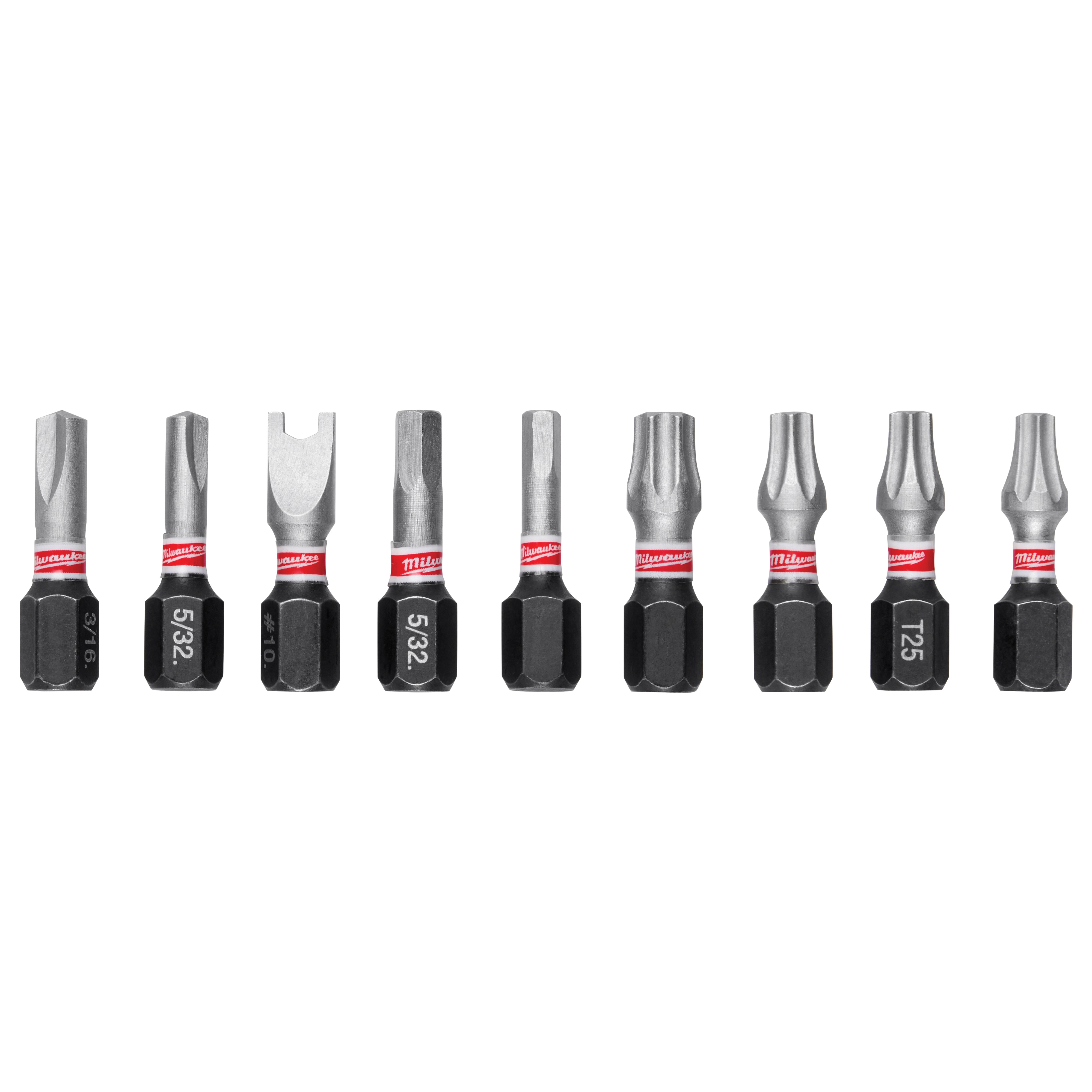 SHOCKWAVE 48-32-4620 Impact-Duty Security Insert Bit Set, 9-Piece, Steel, Black/Silver, Black Phosphate
