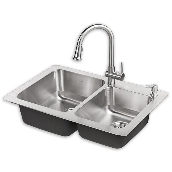 Montvale Series 18CR.332232C.075 Kitchen Sink Kit with Soap Dispenser, 33 in OAW, 9 in OAD, 22 in OAH