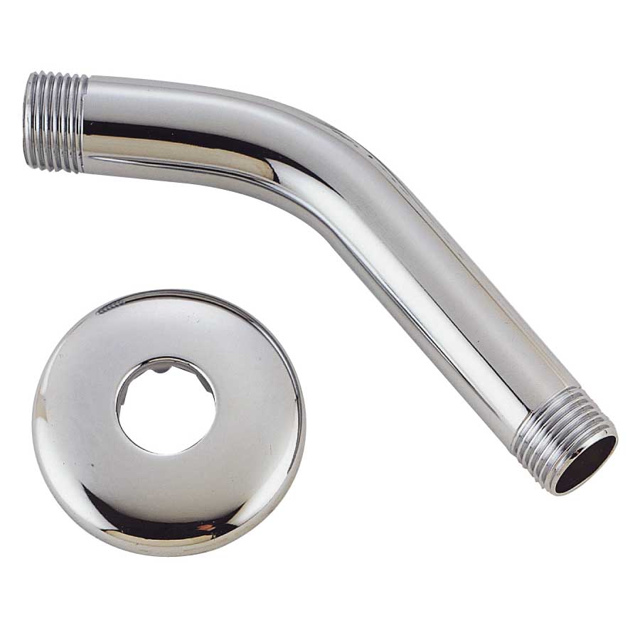 A558215CP-OBF1 Shower Arm with Flange, 1/2-14 in Connection, Threaded, 2-1/4 in L, Stainless Steel, 45 deg