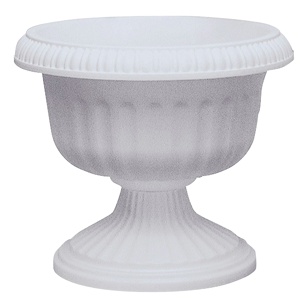 Grecian Series UR1810WH Urn Planter, 15-1/2 in H, 17.63 in W, 17.63 in D, Plastic, White