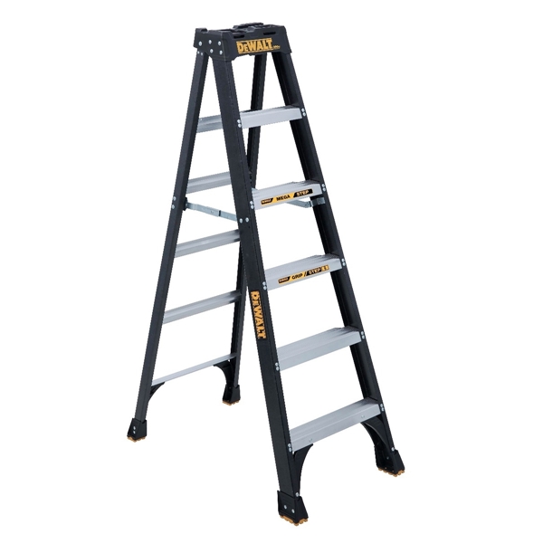 DeWALT DXL3010-06  6 ft. Step Ladder, 124 in. Max Reach, 5-Step, 300 lb, Type IA Duty Rating, Fiberglass