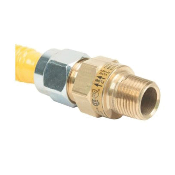 BrassCraft ProCoat Series CSSC44R-24 P Gas Connector, 1/2 in, MIP, Stainless Steel, 24 in L, 5/8 in OD - 2