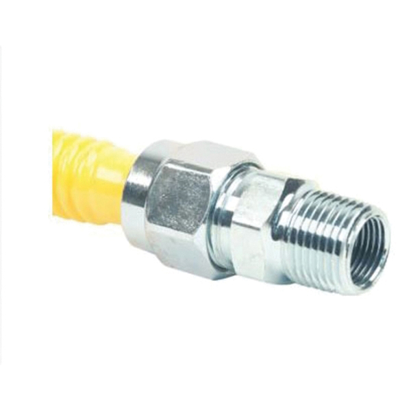 BrassCraft ProCoat Series CSSC44R-24 P Gas Connector, 1/2 in, MIP, Stainless Steel, 24 in L, 5/8 in OD - 3